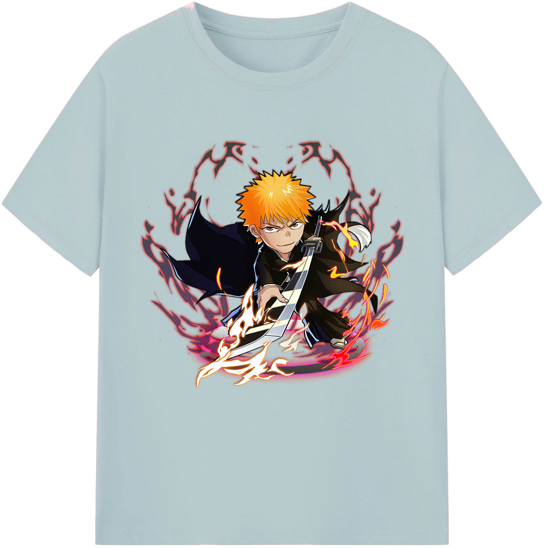 （画像用） ブリーチ 黒崎一護（くろさき いちご）BLEACH Kurosaki Ichigo 綿100％半袖Tシャツ（フロントプリント）